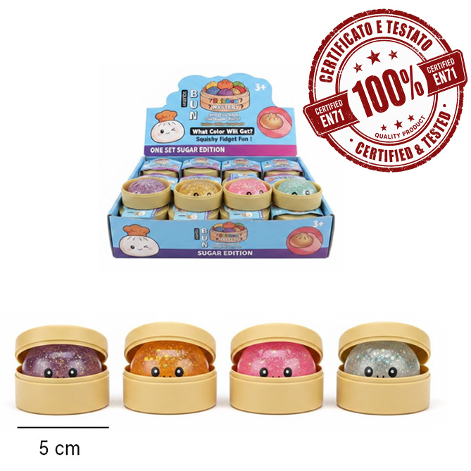 SQUISHY Ravioli (Dumpling) Glitter 5cm TPR+Maltose In display da 24pz 4ass…x24…x144